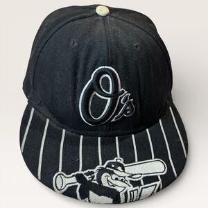 New Era 59FIFTY Baltimore Orioles Pinstripe Fitted Hat‎ 7 1/4 Mascot Logo